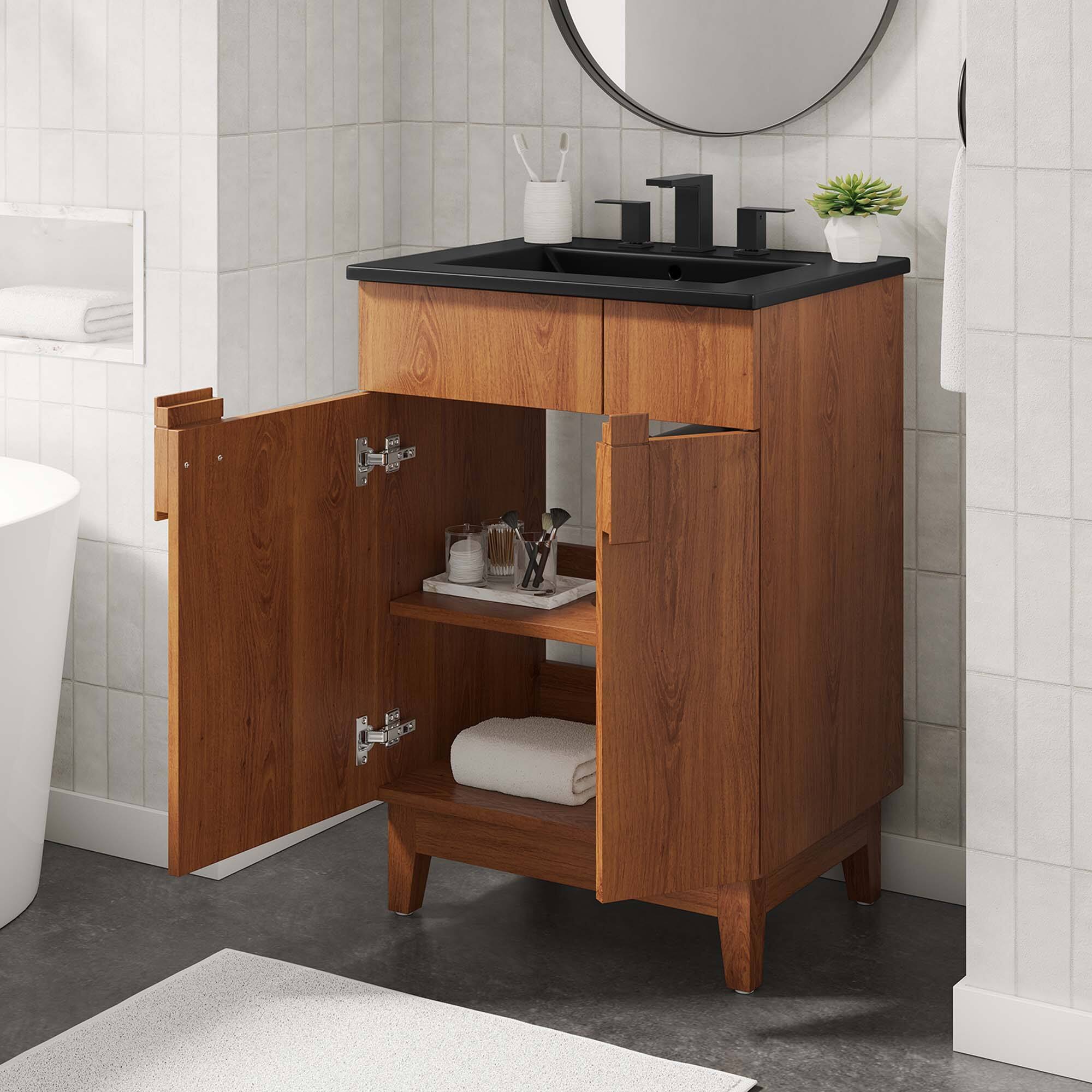 Alt View 1. Modway - Miles Bathroom Vanity Basin Included by Modway - Black Walnut.