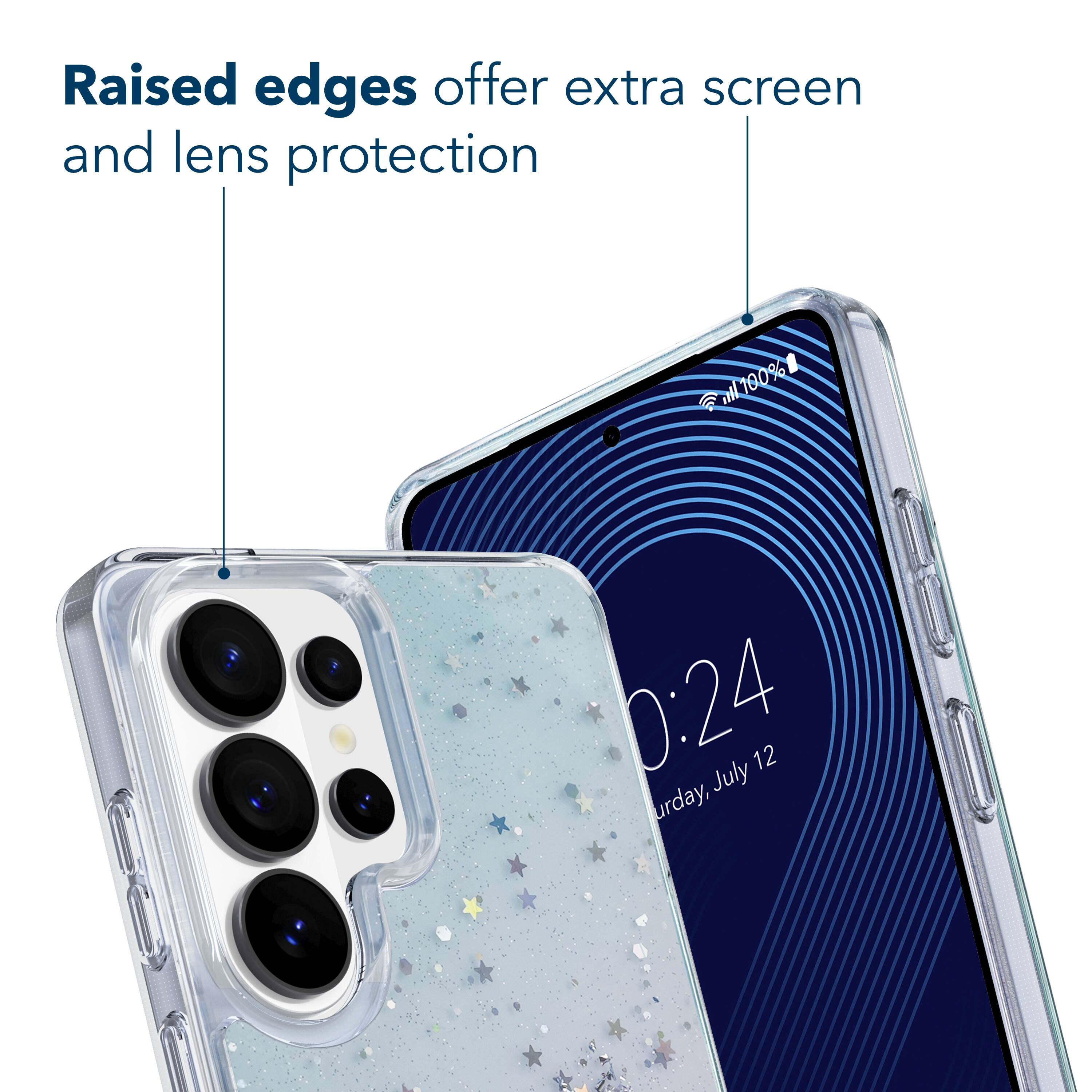 Raised edges offer extra screen and lens protection

100% 0:24 12 July urday,