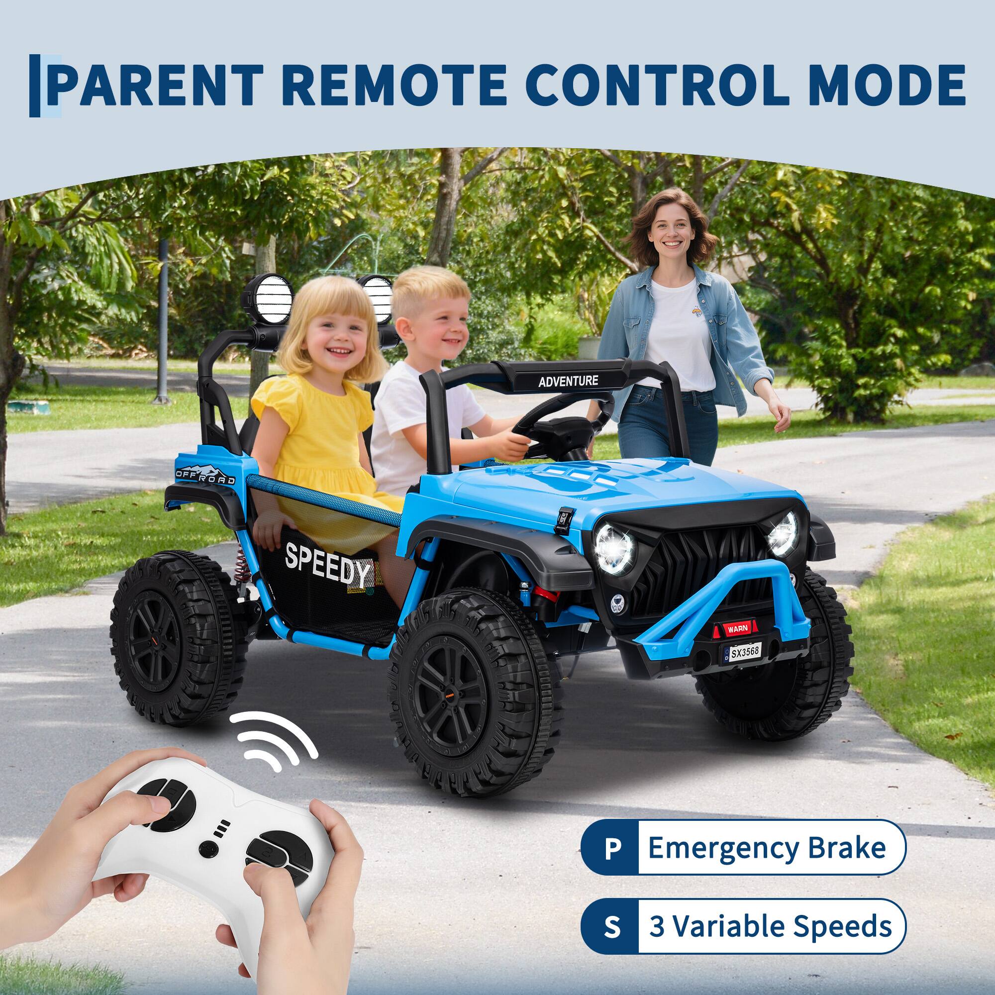 PARENT REMOTE CONTROL MODE

ADVENTURE

SPEEDY

Emergency Brake

3 Variable Speeds