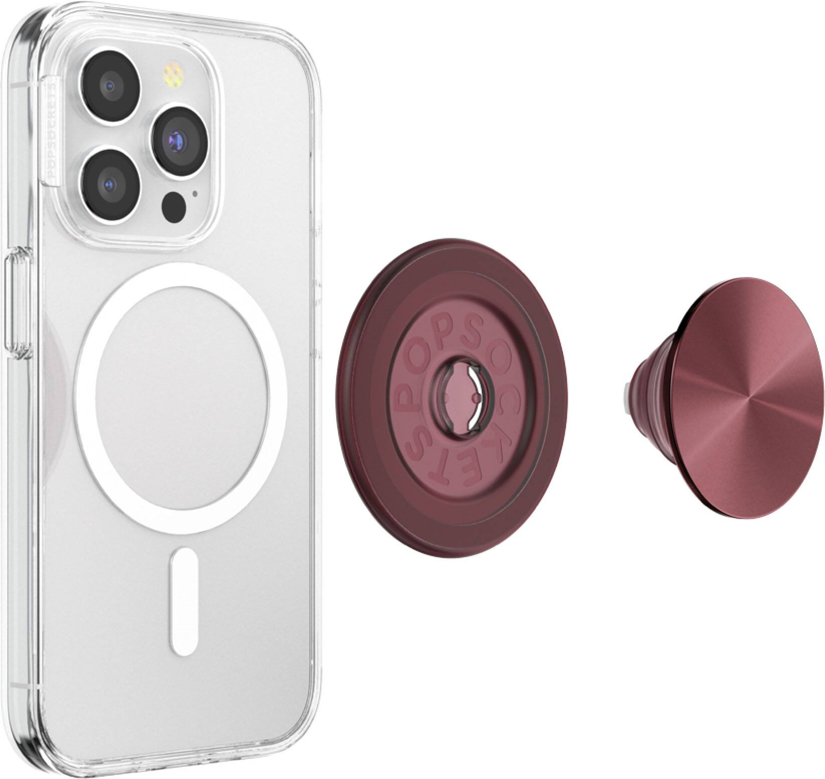Back. PopSockets - MagSafe PopGrip Universal Magnetic Grip & Stand with Adapter Ring for Cell Phones - Radial Oxblood.