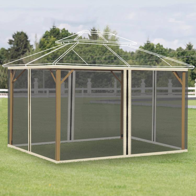 Alt View 1. PULUZ - Replacement Mesh Sidewall Netting for 9.8' x 13.1' Gazebos and Canopy Tents with Zippers, (Sidewall Only) - Cream.