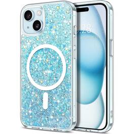 Entronix - Magnetic Case for iPhone 14 - Iridescent Glitter Protection - Blue