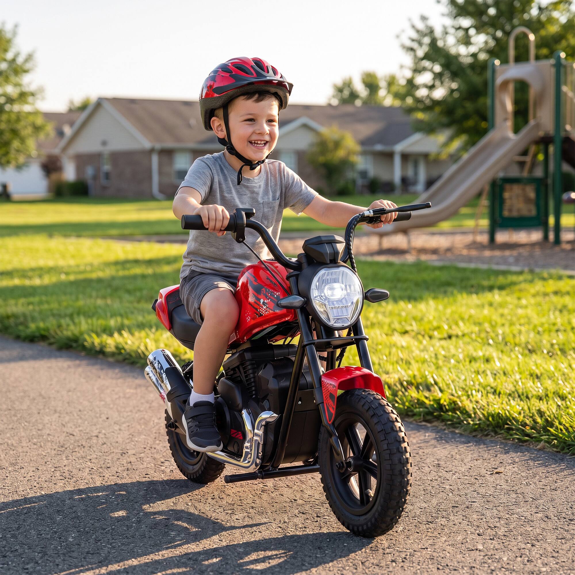 Alt View 8. Qaba - Kids Electric Motorcycle with 180W Motor, 12" Rubber Tires, Up to 11MPH - Red.