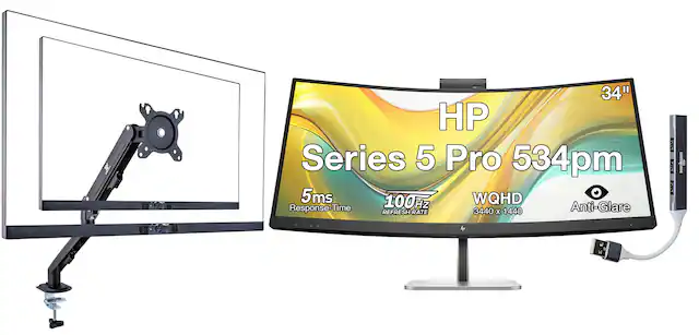 34" HP Series 5 Pro 534pm 5ms 100Hz WQHD Response-Time Hz Anti-Glare REFRESH RATE 3440 x 1440