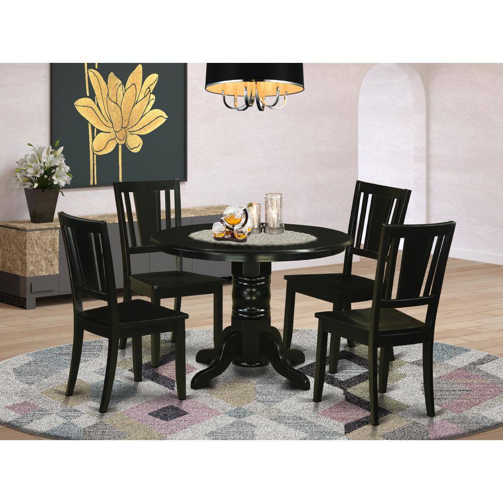 Back. East West Furniture - 5 PcKitchen Table set for 4-Dining Table and 4 Dining Chairs - Black.