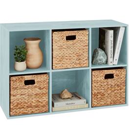 Best Choice Products - 6-Cube Bookshelf, 13.5in Display Storage System, Organizer w/ Removable Back Panels - Light Blue