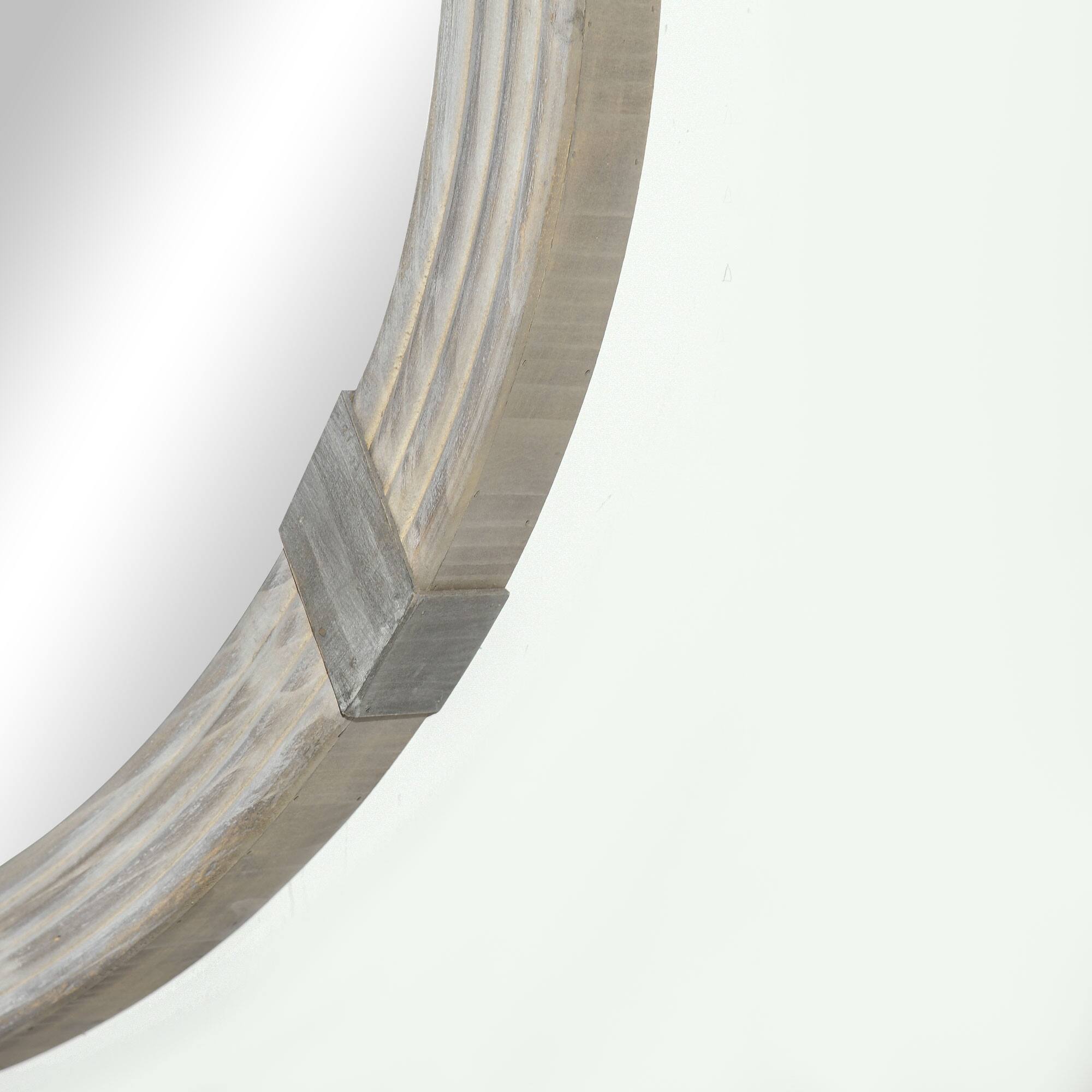 Alt View 8. Homcom - 31" Farmhouse Wall Mirror: Round Decor Living Room/Bedroom - Natural Wood.