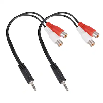 Front. Unique Bargains - 2pcs TRS3.5mm M to RCA F Cable (R+W), 2mm PVC Copper Core Audio AUX Cable for TV/Amp/Speaker/Mobile - Black.
