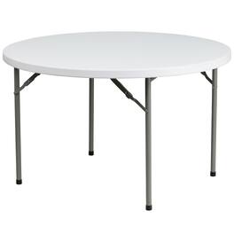 Emma + Oliver - 4-Foot Round Plastic Folding Table - Granite White