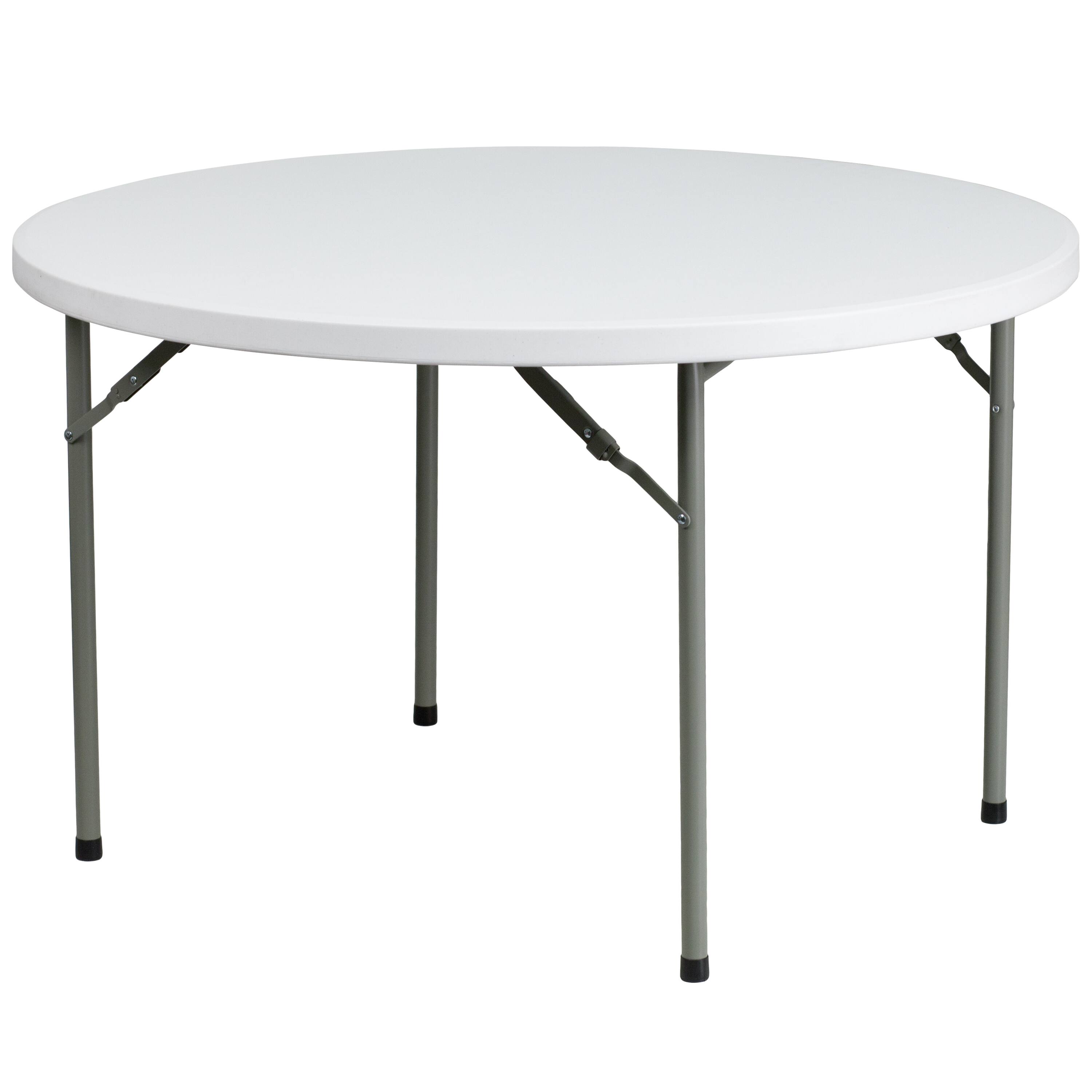 Front. Emma + Oliver - 4-Foot Round Plastic Folding Table - Granite White.