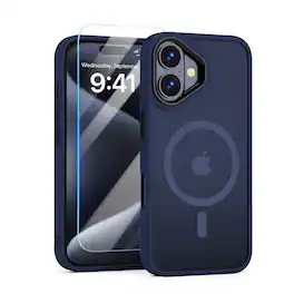 Entronix - iPhone 17 Bundle - Translucent Matte Case with Clear Screen Protector - Navy Blue