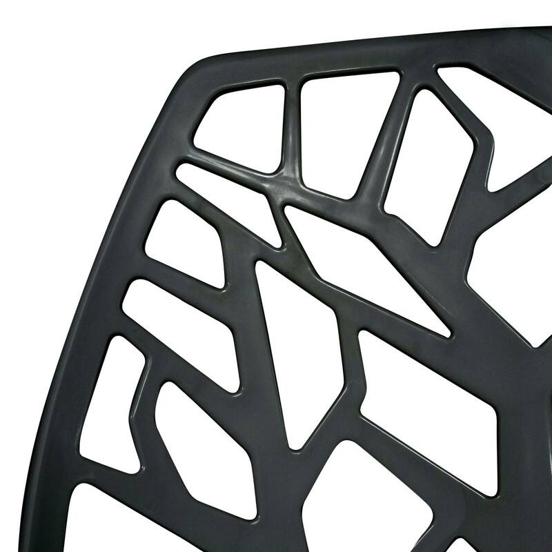 Alt View 2. LeisureMod - Cornelia Modern Stackable Accent Dining Chair with Cut Out Backrest Design for Dining Rooms or Patios - Solid Black.