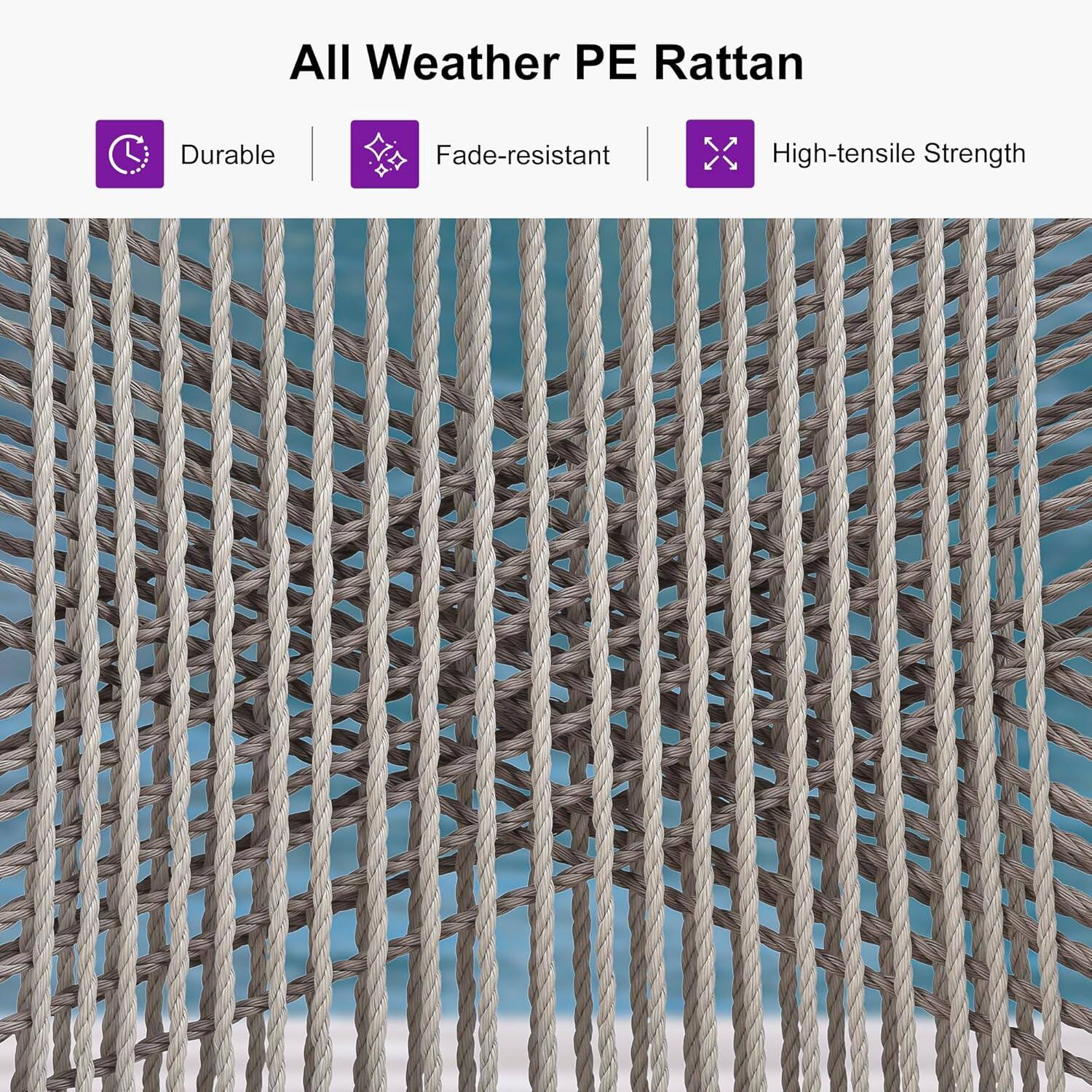 All Weather PE Rattan

- Durable
- Fade-resistant
- High-tensile Strength