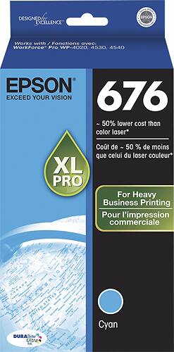 Front. Epson - 676 XL High-Yield Ink Cartridge - Cyan.