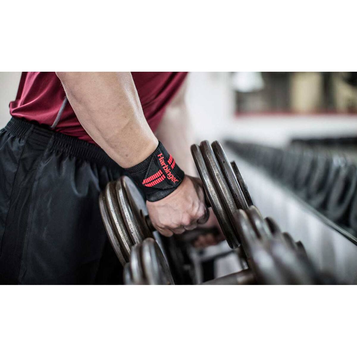 Alt View 3. Harbinger - Harbinger Red Line Weight Lifting Wrist Wraps - Black.