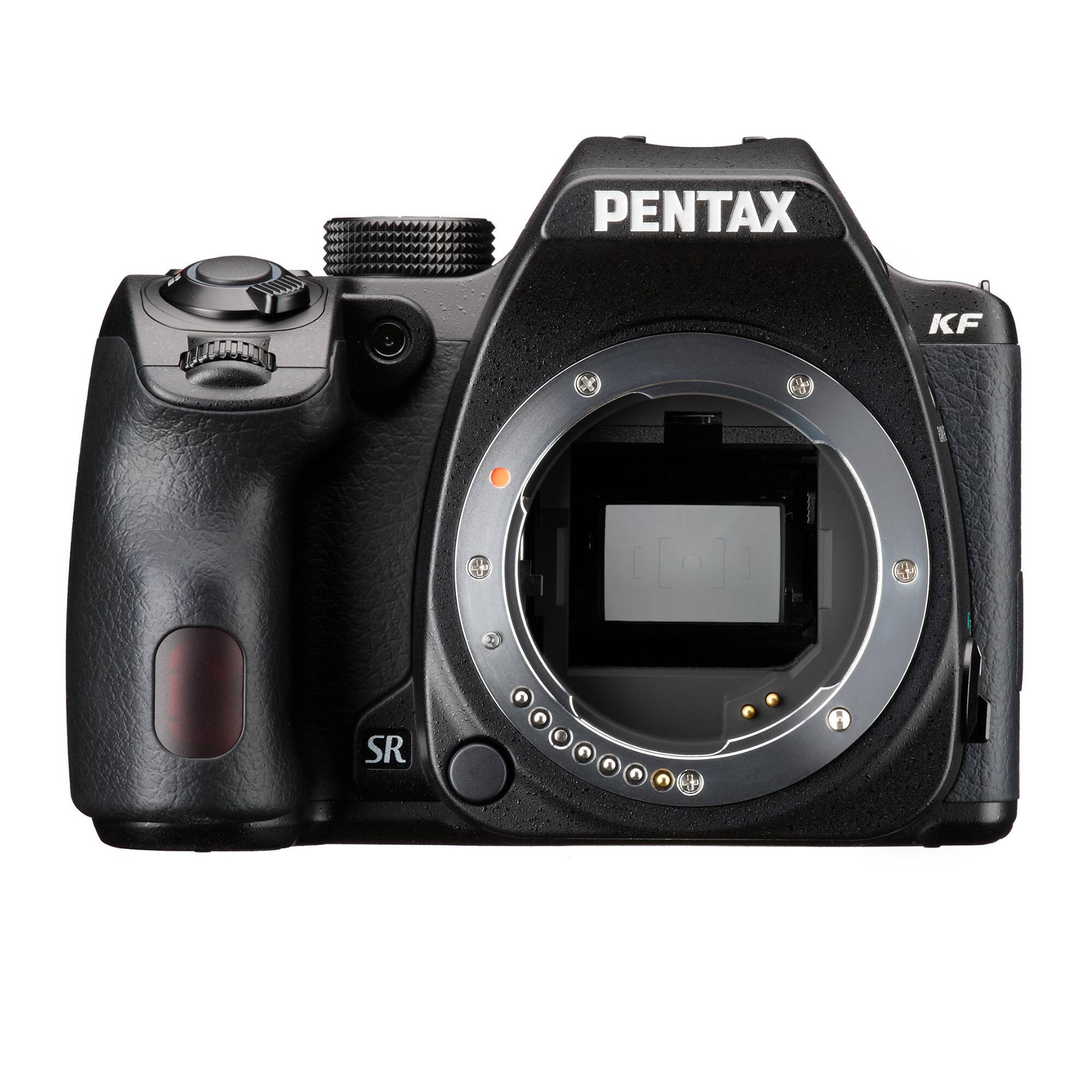 Left. Ricoh - Pentax KF DSLR Camera Body (Black) with Accessory Kit, Software, Memory Card and Lens.