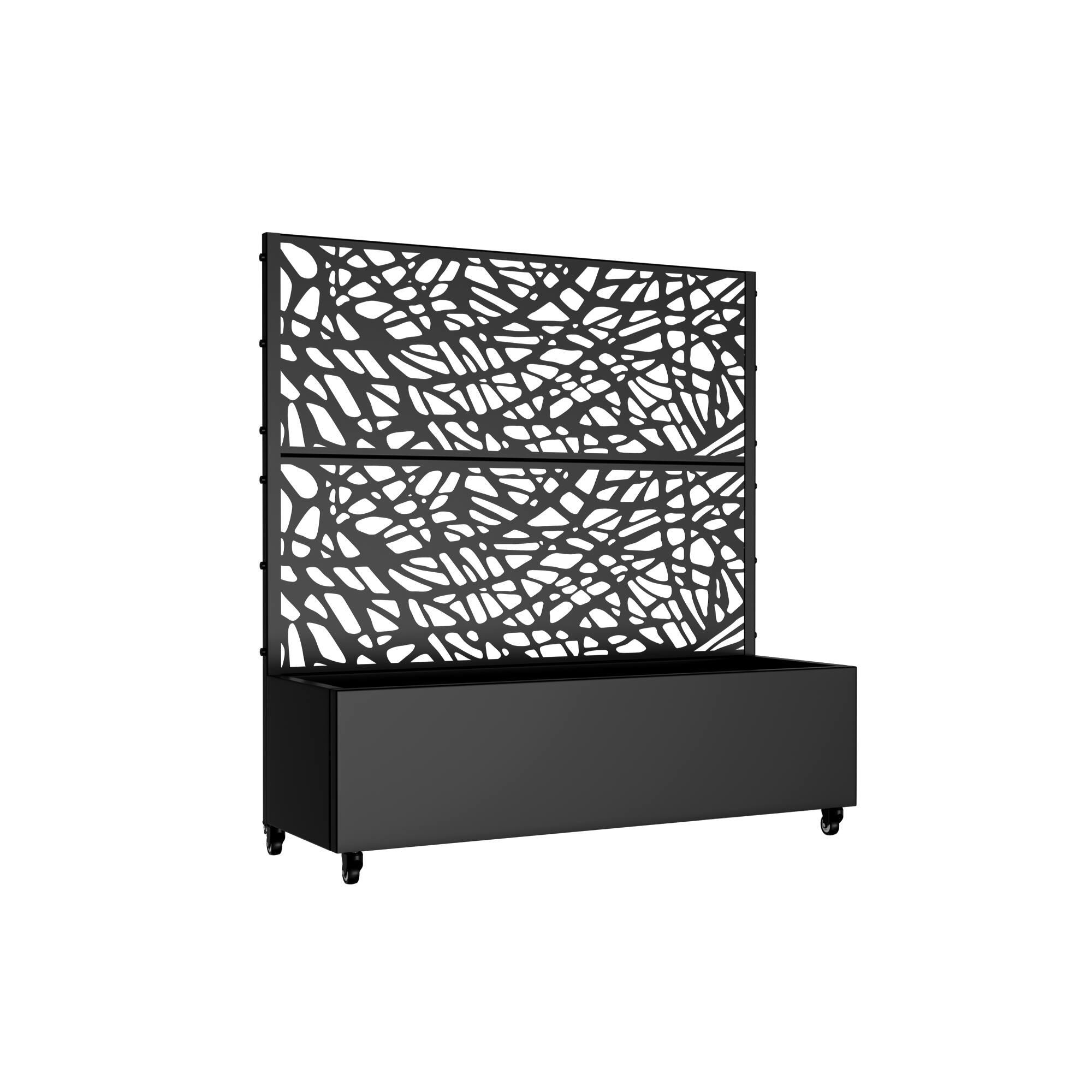 Angle. PexFix - 47 in. H x 47 in. W Net Pattern Rectangle Metal Planter Box Raised Garden Beds with Trellis-Ideal for Balcony - Black.