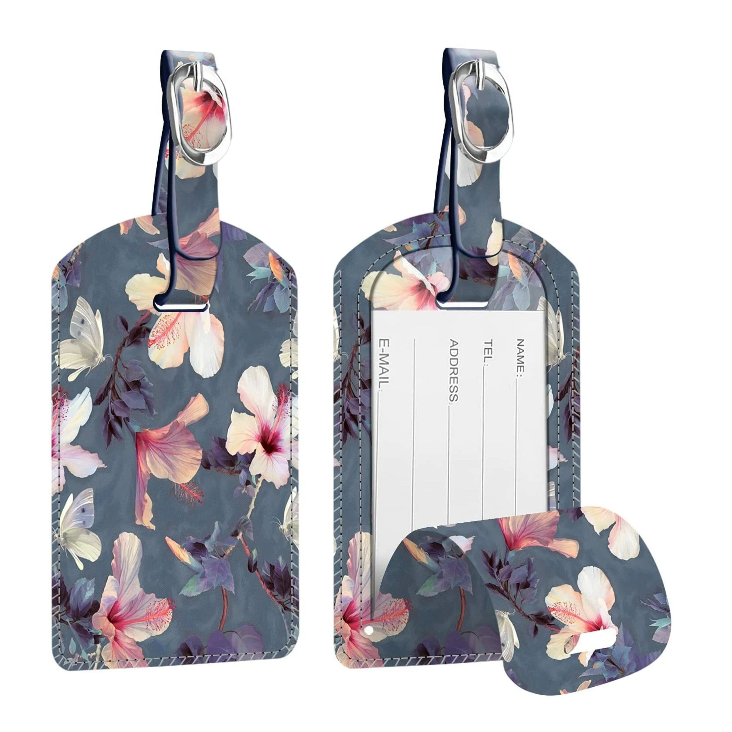Kitcheniva - Luggage Tags Name Address ID Labels With Back Privacy Cover For Bag Suitcase Pack Of 2 - Blooming Hibiscus price history on PriceWatchPro