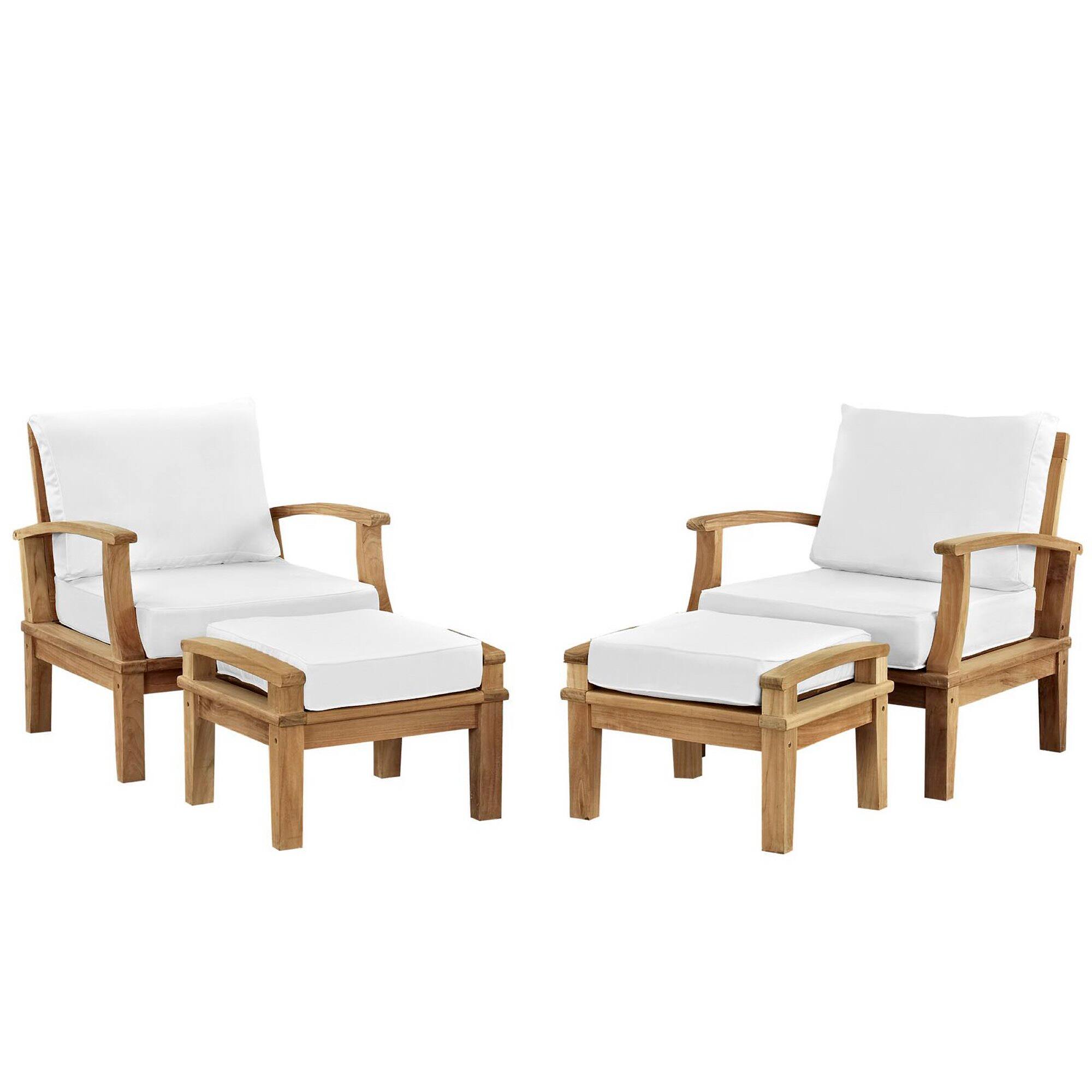 Front. Modway - Marina 4 Piece Outdoor Patio Teak Set by Modway - Natural White.
