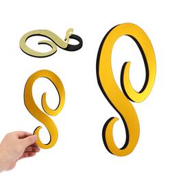 Unique Bargains - 3D Alphabet Mirror Wall Sticker, 8" Acrylic Letter S Self-Adhesive Home Decor for Living Room, Bedroom - Dark Gold