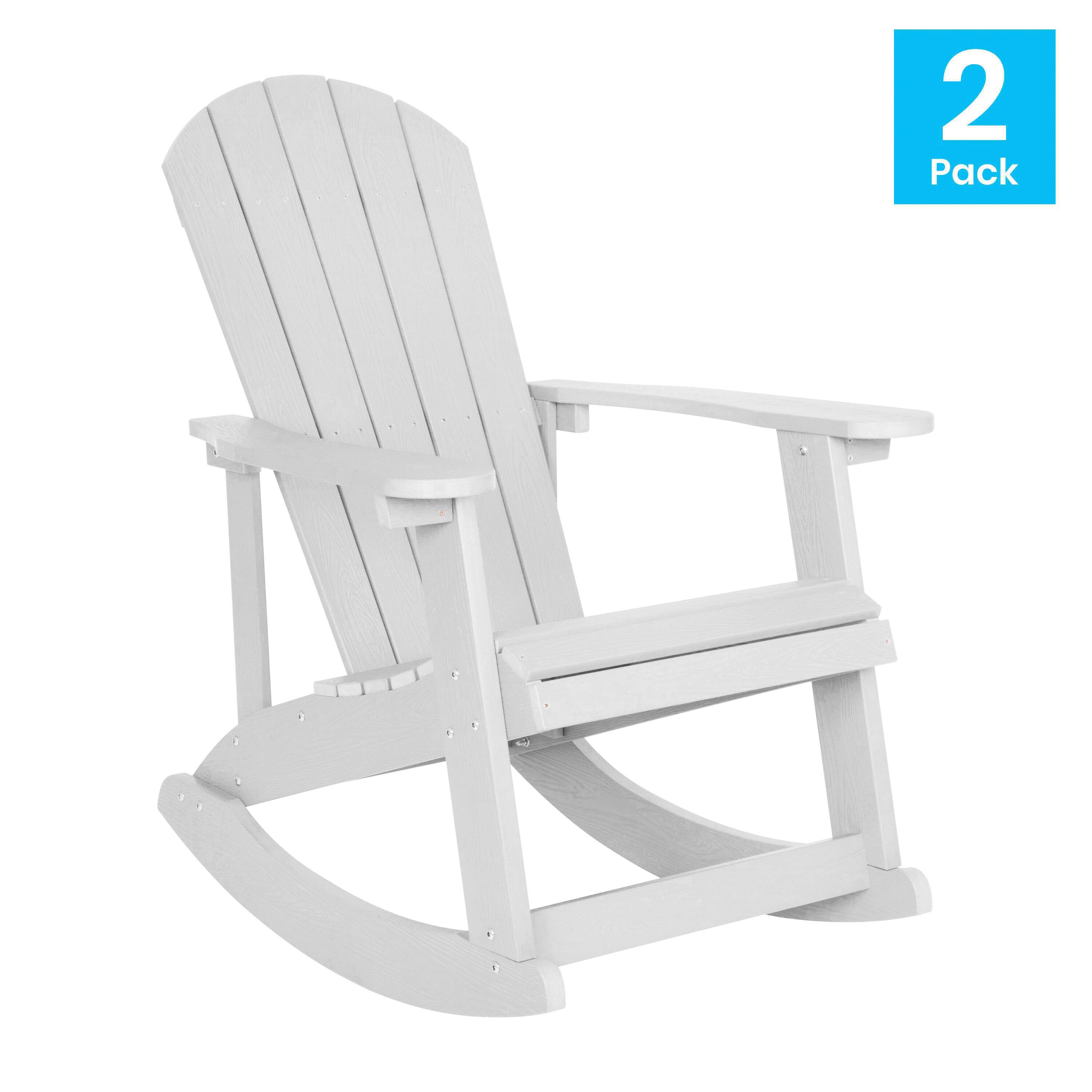 Alt View 1. Emma + Oliver - Set of 2 Marcy Classic All-Weather Poly Resin Rocking Adirondack Chairs with Stainless Steel Hardware for Year Round Use - White.