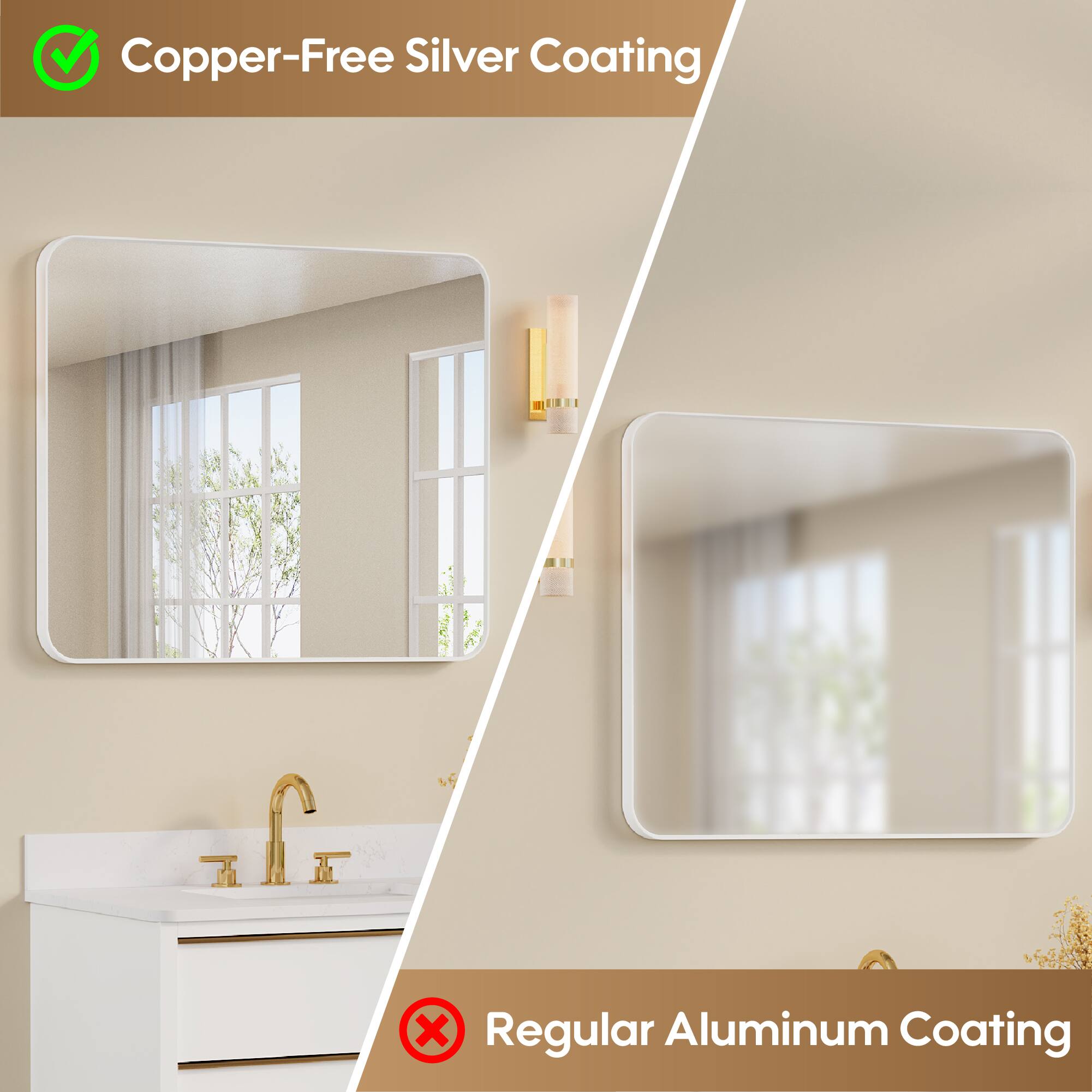 Copper-Free Silver Coating  
Regular Aluminum Coating