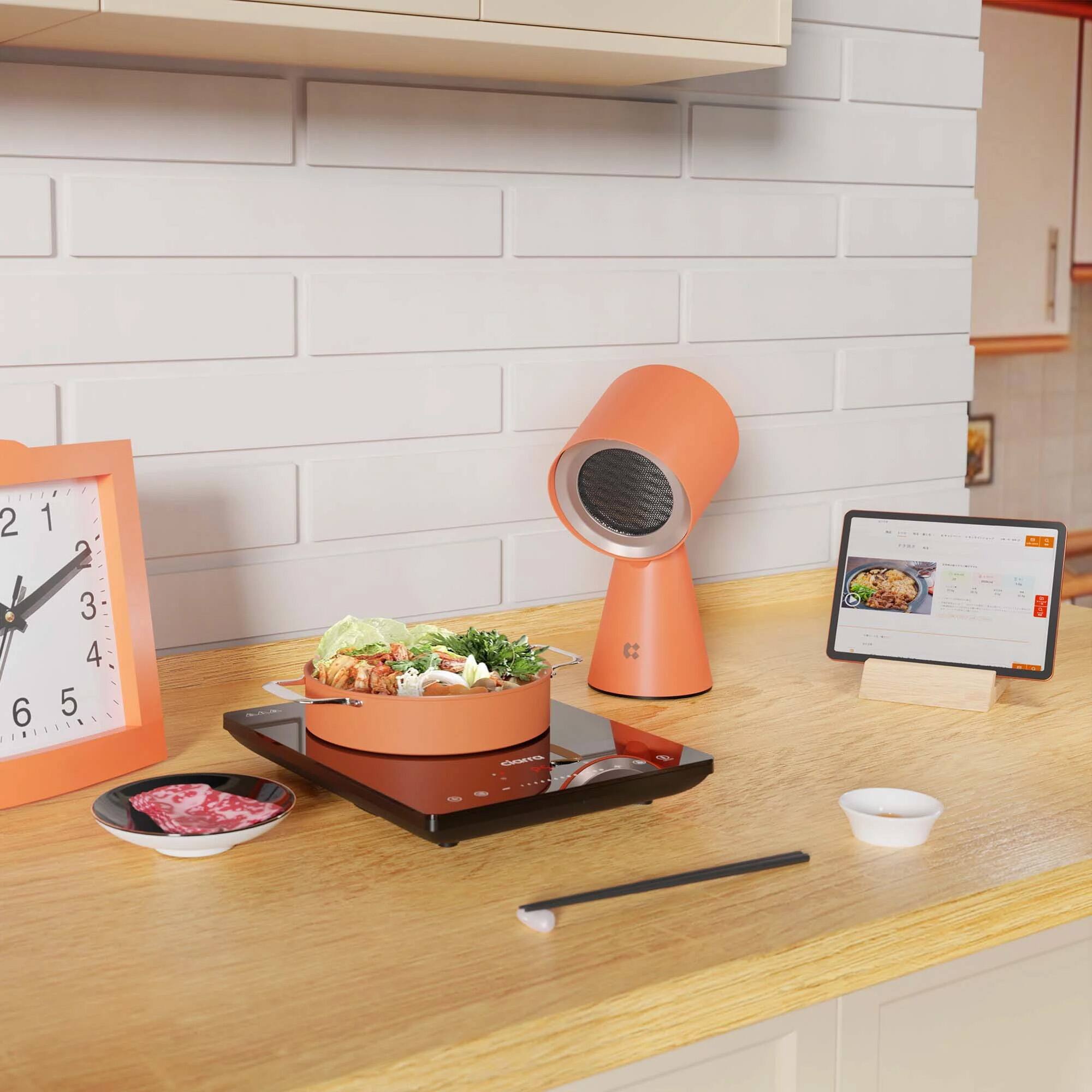 Left. Ciarra - HOOD TO GO Portable Mini Desktop Range Hood - Orangina.
