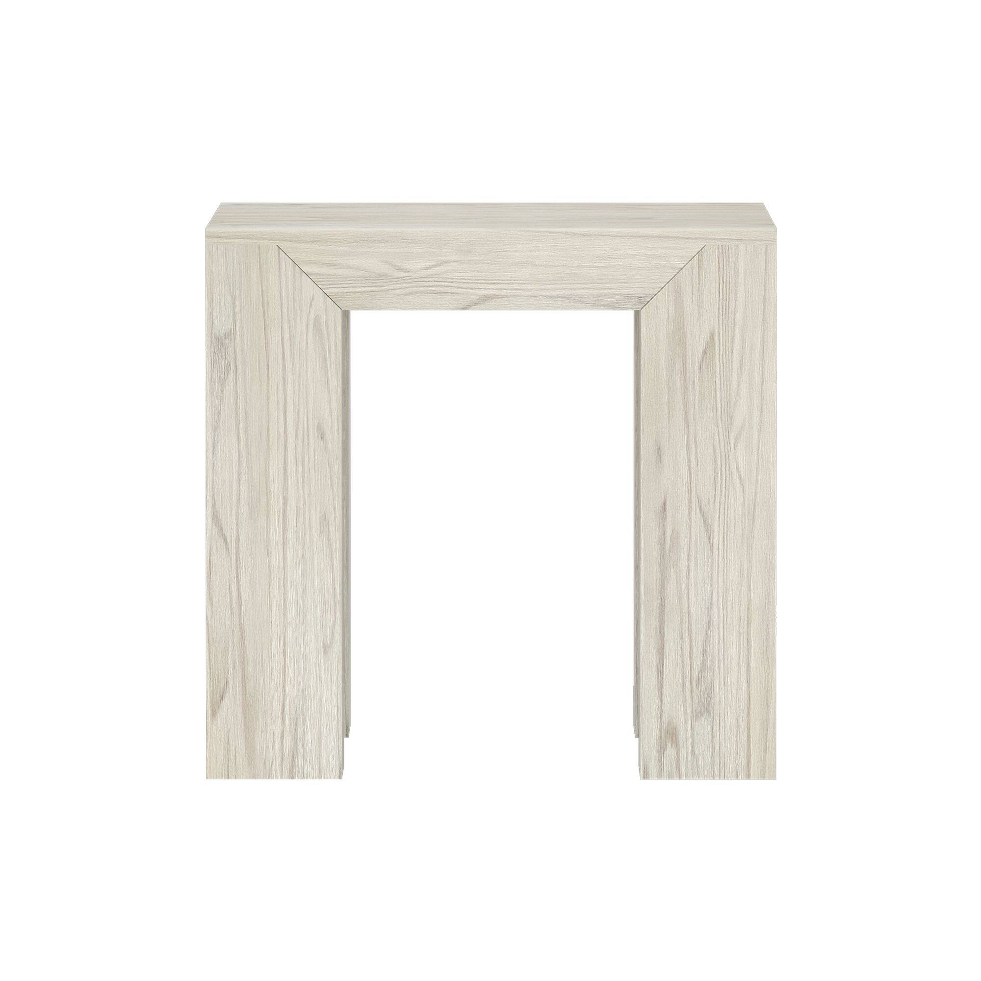Alt View 2. Plank+Beam - Modern Rectangular Side Table (25in x 15in / 630mm x 375mm), White Sand Wirebrush - White Sand Wirebrush.