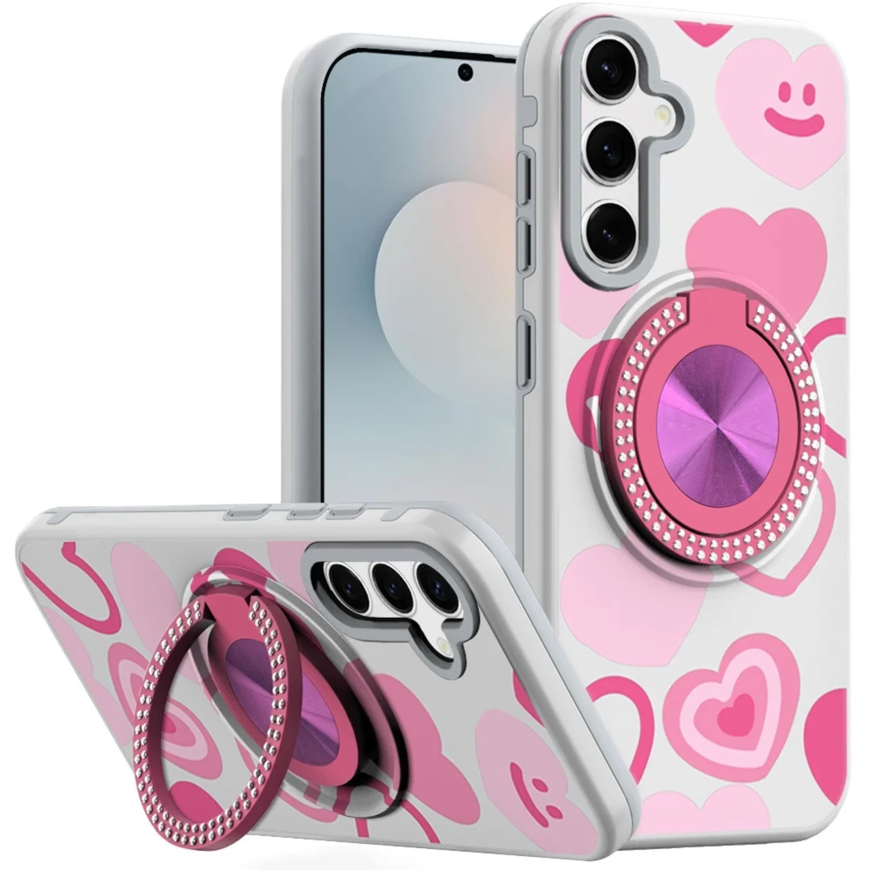 Kitcheniva - 360 Rotating Stand Case With Tempered Glass For Samsung S25 FE - Hearts price history on PriceWatchPro