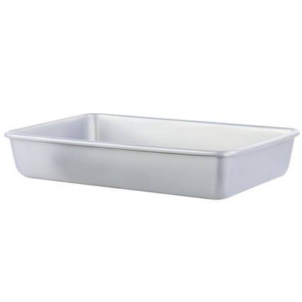 Front. Martha Stewart - Martha Stewart Everyday Bakeaway 13 Inch Rectangular Carbon Steel Baking Pan in Silver - Silver.