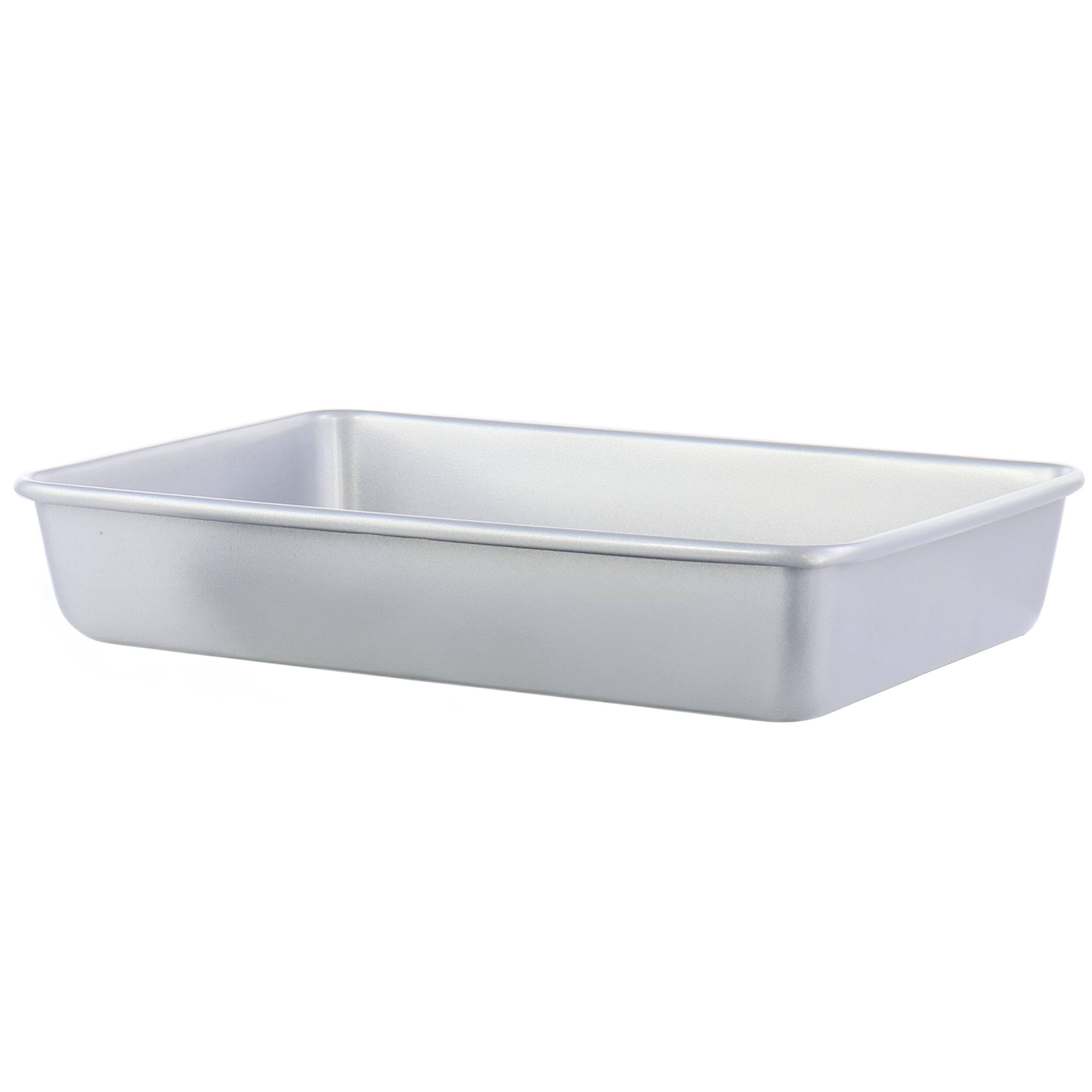 Front. Martha Stewart - Martha Stewart Everyday Bakeaway 13 Inch Rectangular Carbon Steel Baking Pan in Silver - Silver.