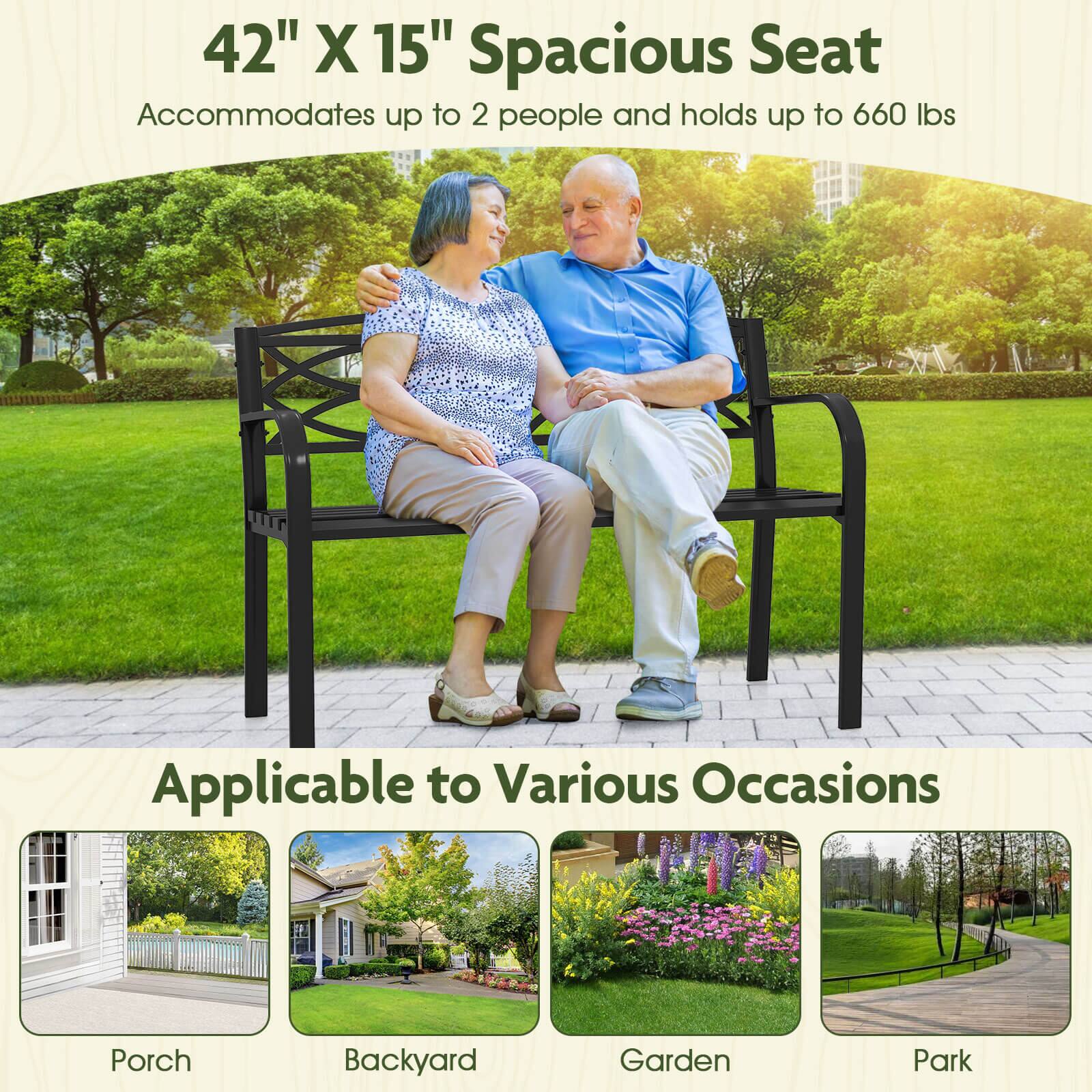 42" X 15" Spacious Seat Accommodates up to 2 people and holds up to 660 lbs

Applicable to Various Occasions

Porch
Backyard
Garden
Park