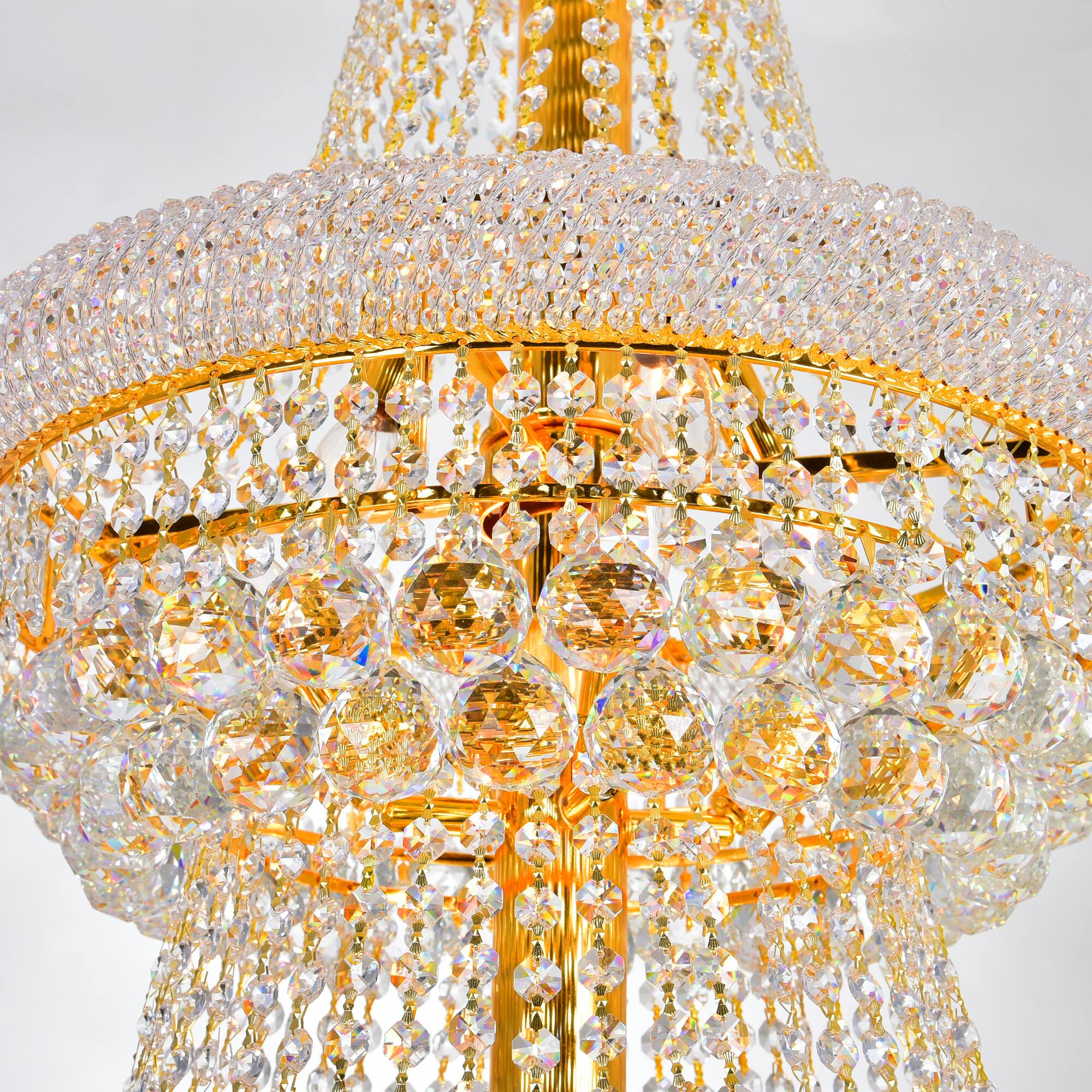 Left. CWI Lighting - Empire 32 Light Down Chandelier With Gold Finish - Gold.