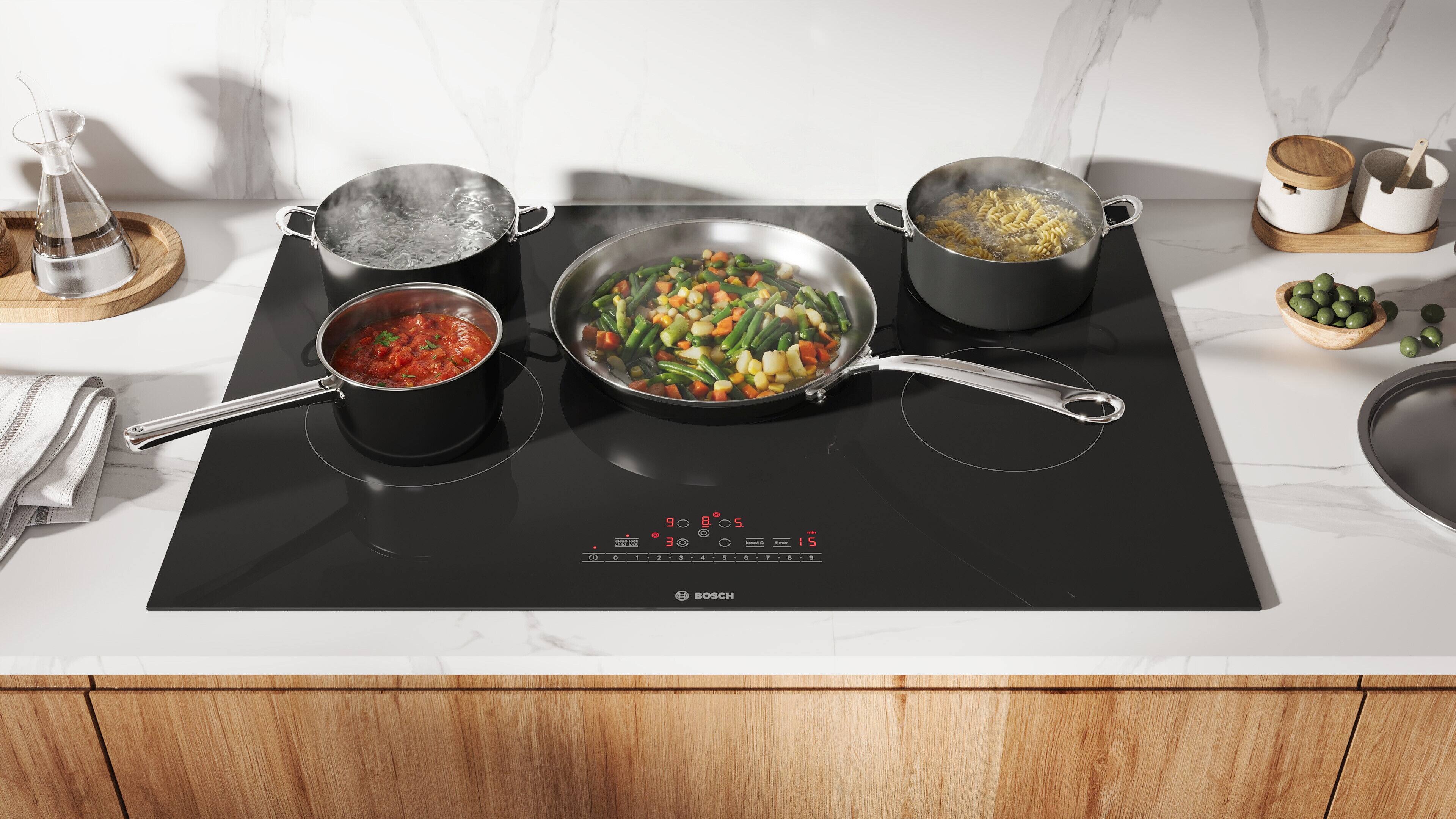 Alt View 2. Bosch - 800 Series 30 In. Wide Built-In Electric Cooktop with 5 elements and SpeedBoost - Black.