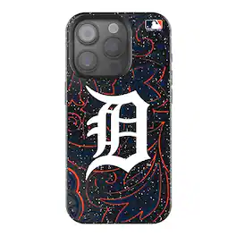Keyscaper - MLB - Detroit Tigers Paisley Bling iPhone Case - 14 Pro - Black