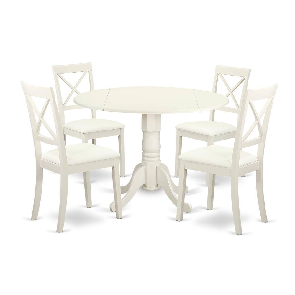Back. East West Furniture - Dining Room Set Linen White - Brown.