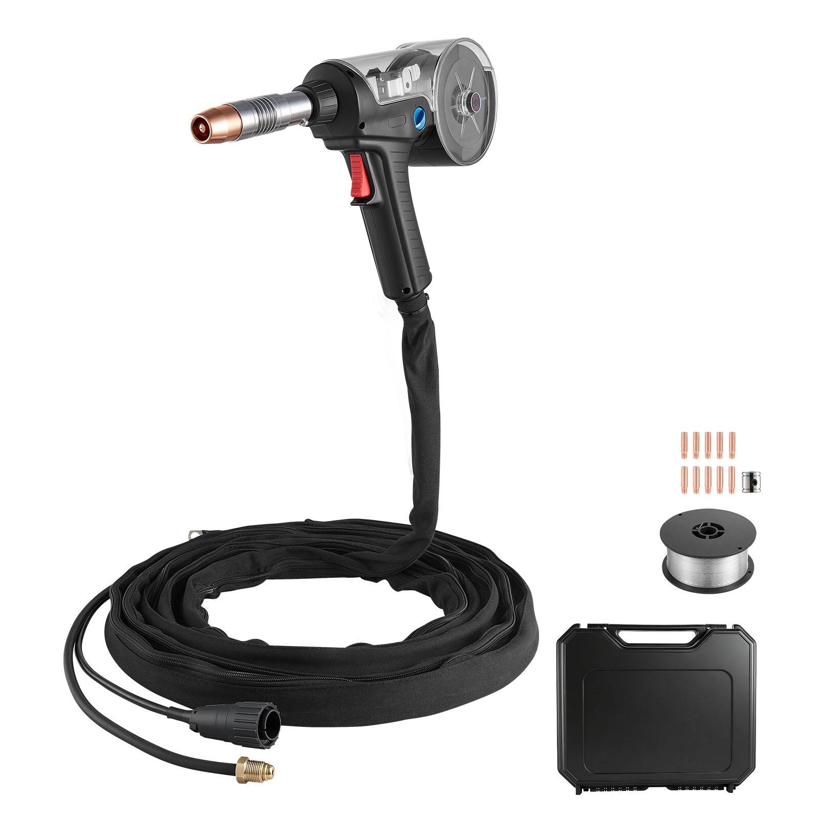 Front. VEVOR - 160Amp Spool Gun with 20FT Cable, Replacement for Miller Spoolmate 200 Series (300497) - with 11PCS Mig Welding Contact - Black.