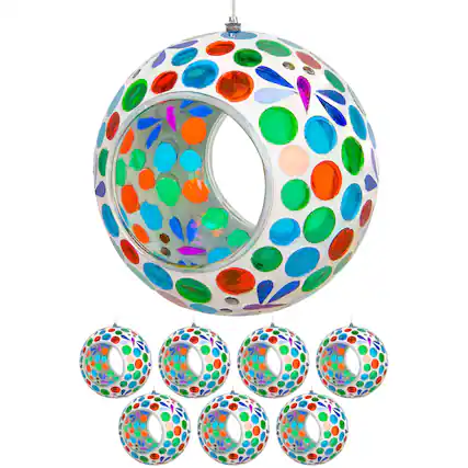 Front. Sunnydaze - Glass Mosaic Fly-Through Hanging Bird Feeder 8pk - Dragonfly Dreams.