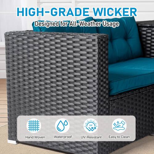 HIGH-GRADE WICKER  
Designed for All-Weather Usage  
Hand Woven  
Waterproof  
UV-Resistant  
Easy to Clean