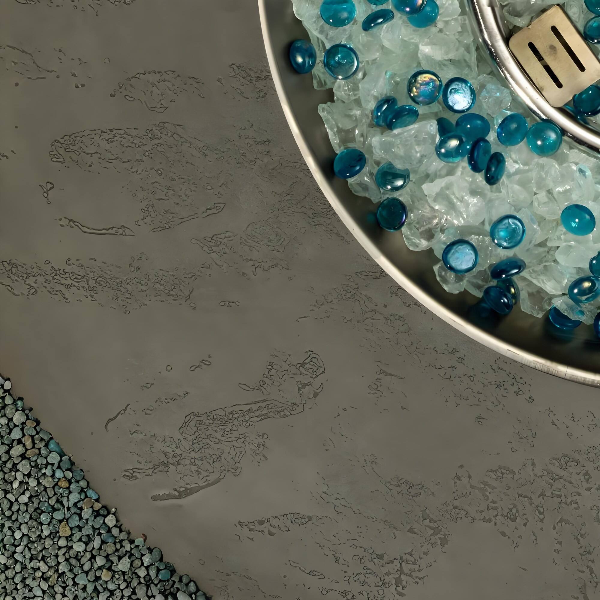 Alt View 5. Mondawe - 34" round propane fire pit Table with Glass Rocks - Grey.