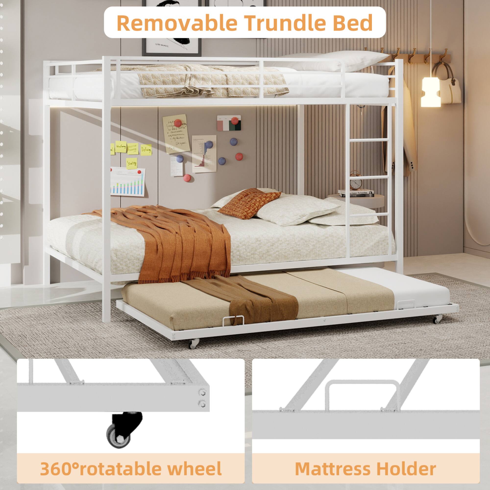 Removable Trundle Bed

- 360° rotatable wheel
- Mattress Holder