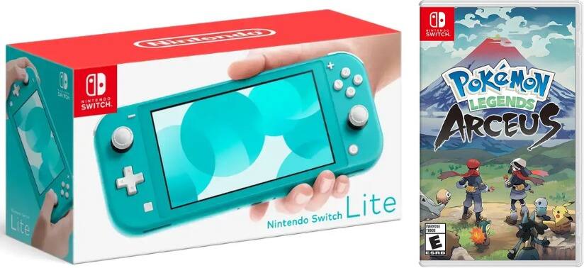 Switch Lite Turquiose Bundle With Pokemon Legends Arceus Game - Nintendo Switch