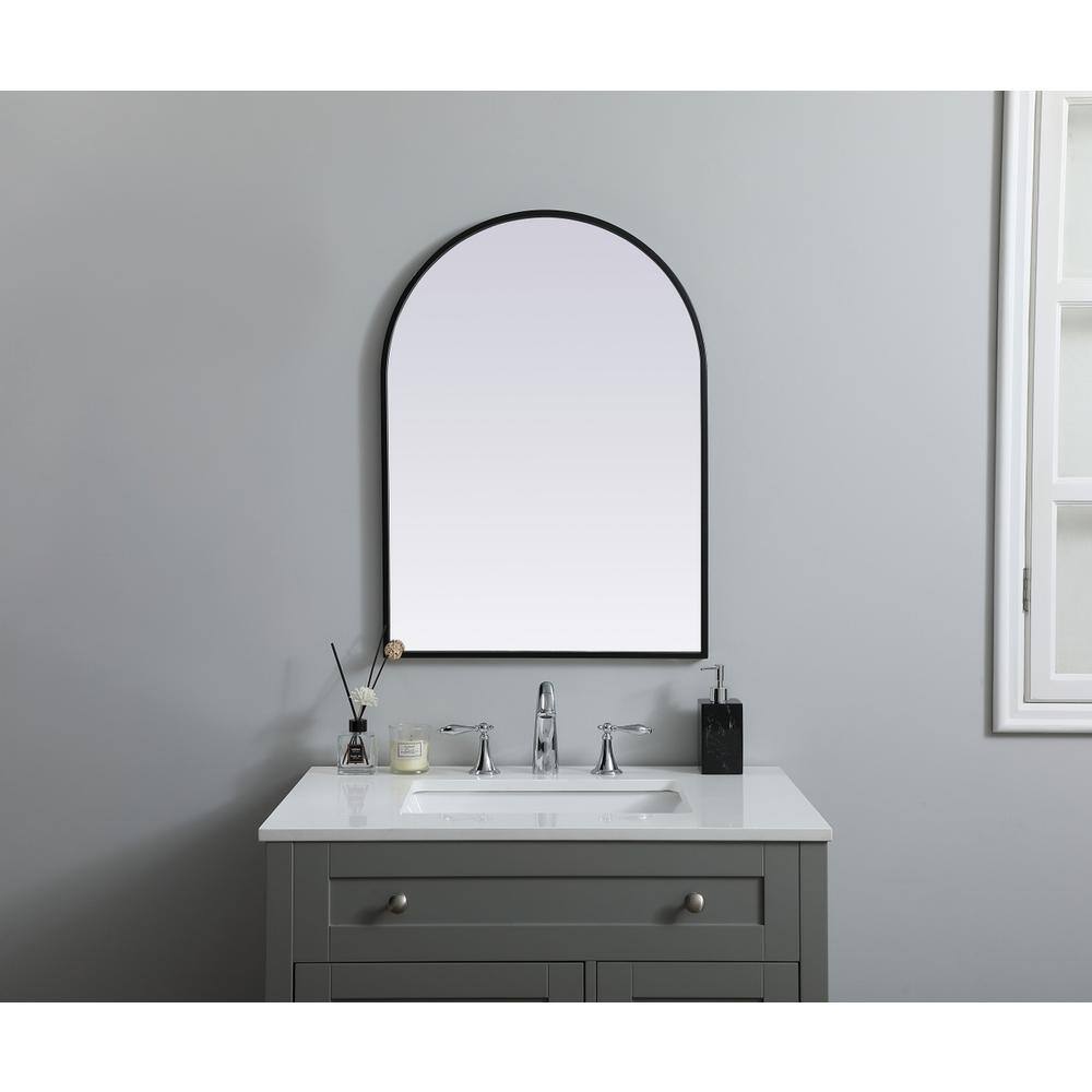Alt View 3. Elegant Decor - Metal Frame Arch Mirror 22x30 Inch in Black - Black.