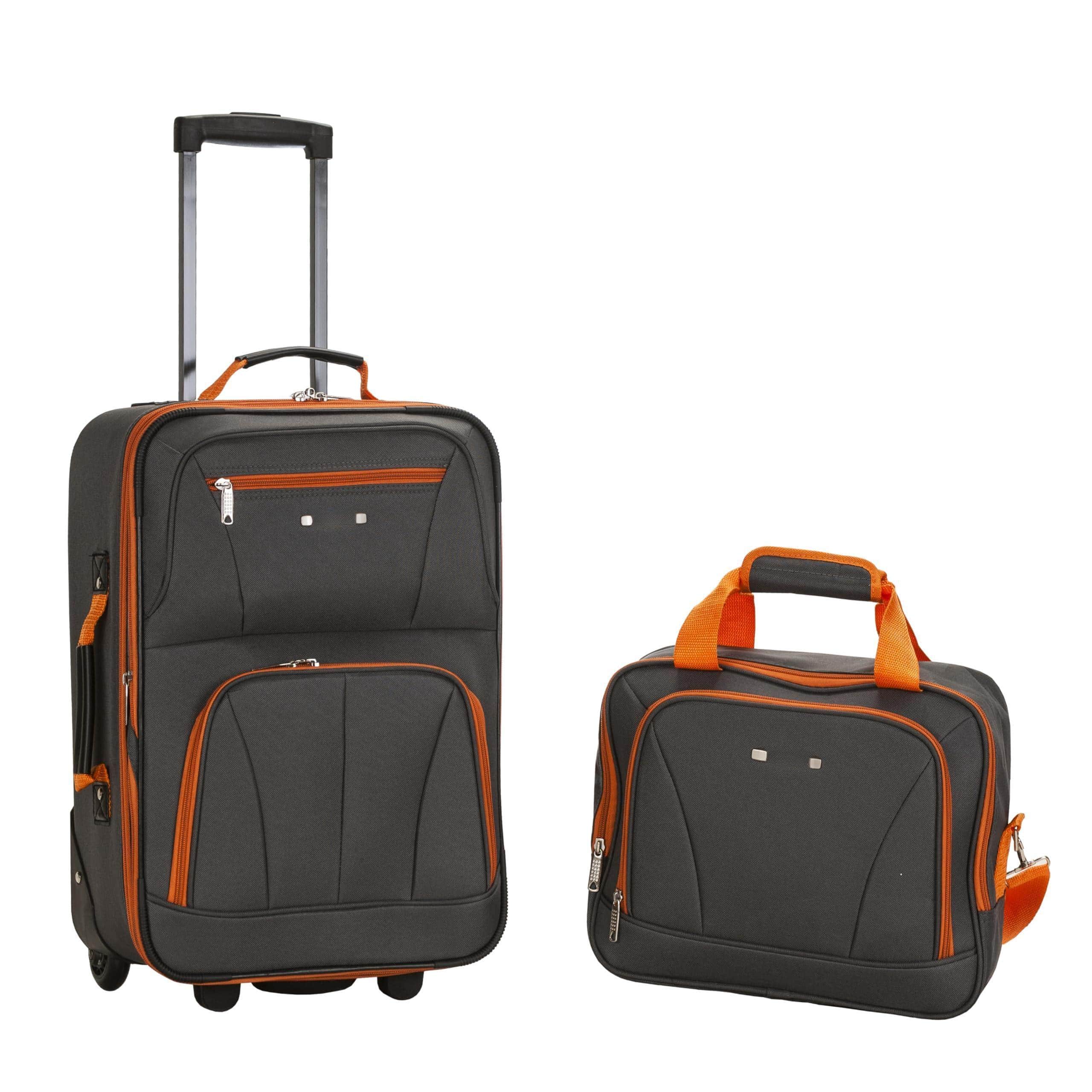 Dapper Styles - Fashion Expandable Softside Upright Luggage Set Charcoal 2-piece - Charcoal-2 piece set