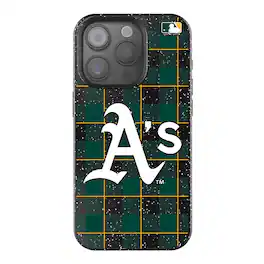 Keyscaper - MLB - Athletics Plaid Bling iPhone Case - 15 Pro Max - Black