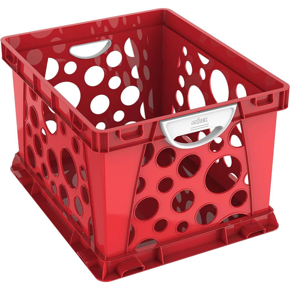Storex - Premium File Crate with Handles, Classroom Red