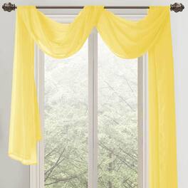 RT Designers Collection - Celine Sheer 55 x 216 in. Sheer Curtain Scarf Valance Neon - Yellow