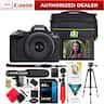 Bundle - Canon - EOS R50 4K Video Mirrorless Camera + RF-S 18-45mm F4.5-6.3 IS STM Lens + Pro Accessory Package - Black