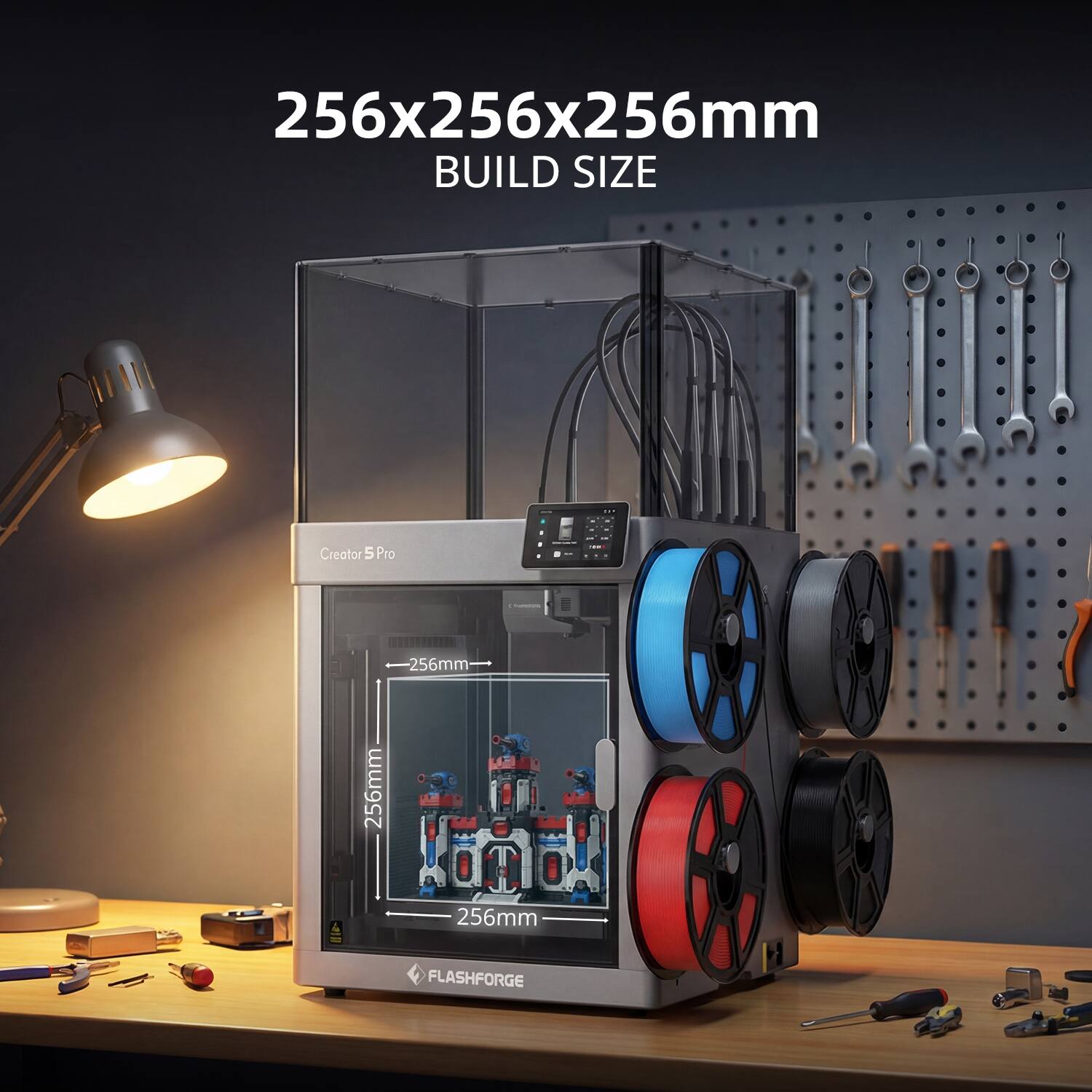 Flashforge Creator 5 Pro 4 Toolhead 3D Printer, Multi Color