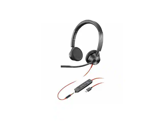 Front. HP - Poly Blackwire 3325 USB-C Headset - Teams Certified, Stereo, Wired, On-ear - Red.